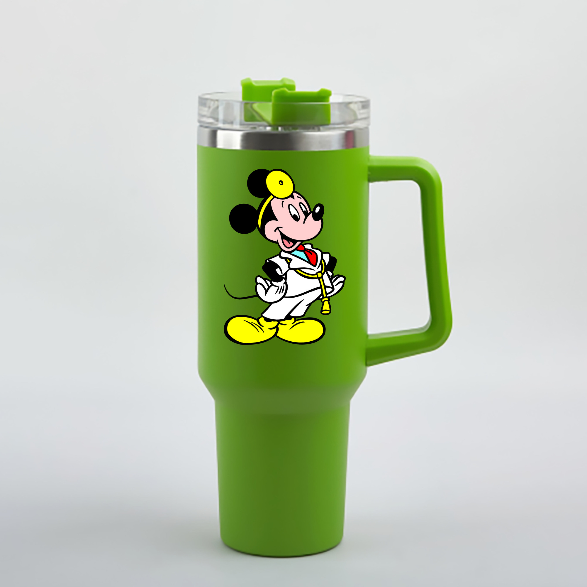 （画像用） ミッキーマウス Mickey Mouse 1200mL車用タンブラー - クリスタルステッカー（プラスチックストロー付き）